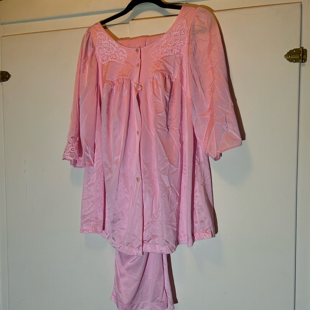 Vintage Nancy King Pink Women's 2 Piece Sleepwear Set